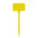 A single, bright yellow T-type plastic plant label with a rectangular top and a pointed stake, against a white background.