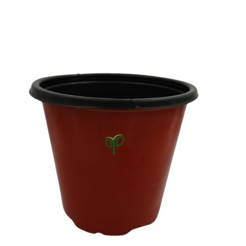 A sturdy, plain brown plastic Gro Pot with a black rim and the green "Pick Your Plants" logo on the front, against a white background.
