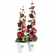 Two potted Hollyhock seeds plants with tall stalks featuring large, dark red, single-petaled flowers, standing in white pots with the "Pick Your Plant" logo.